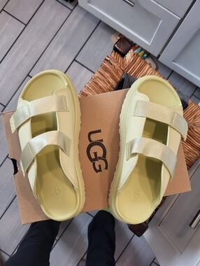 UGG Kids' Yellow Slide Sandals with Dual Straps - Size 7 WOMEN'S
